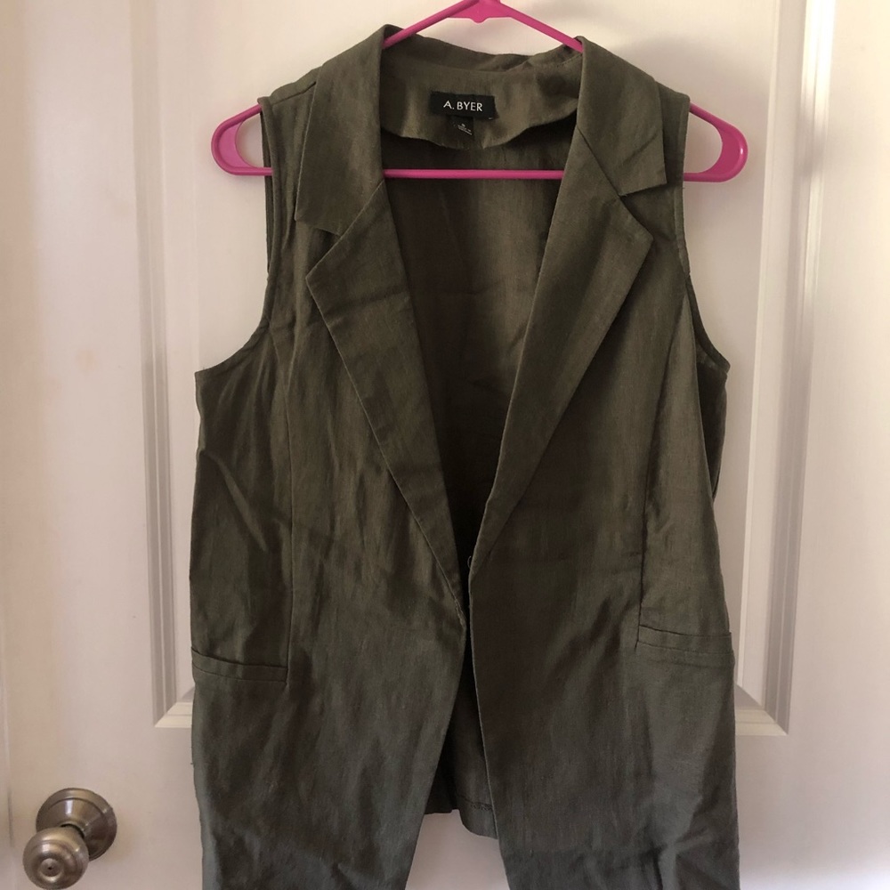 A. Byer Open Vest, Olive green, Small